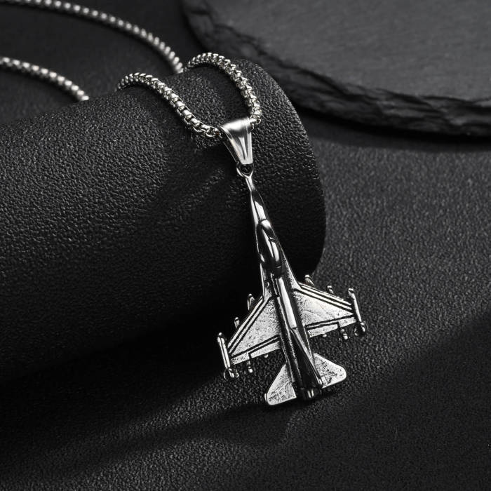Wholesale Stainless Steel Fighter Jet Pendant Necklace