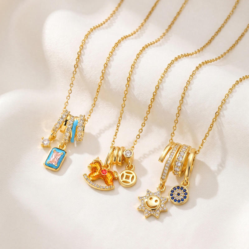 Wholesale Gold Stainless Steel Multi-Charm Necklaces