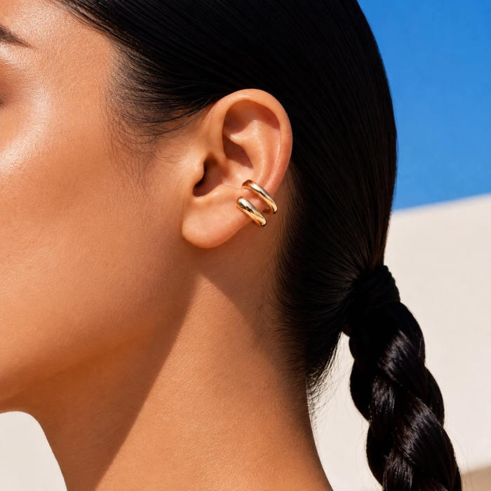 Wholesale Stainless Steel Double Band Ear Cuff Earrings
