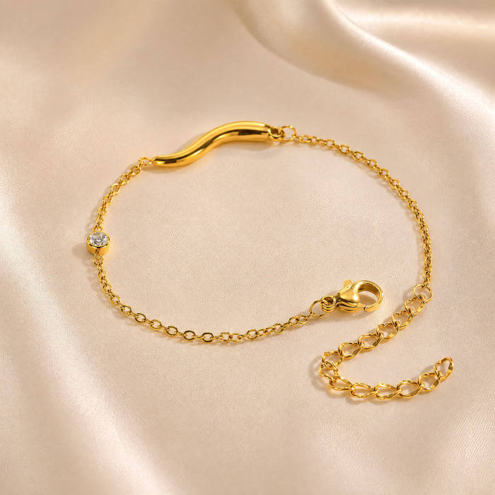 Wholesale Stainless Steel Curved Bar CZ Bracelet