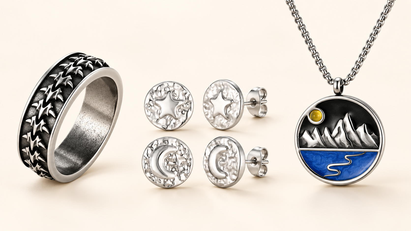 Stainless steel jewelry assortment for retailers in Europe Stainless steel jewelry assortment for retailers in Europe