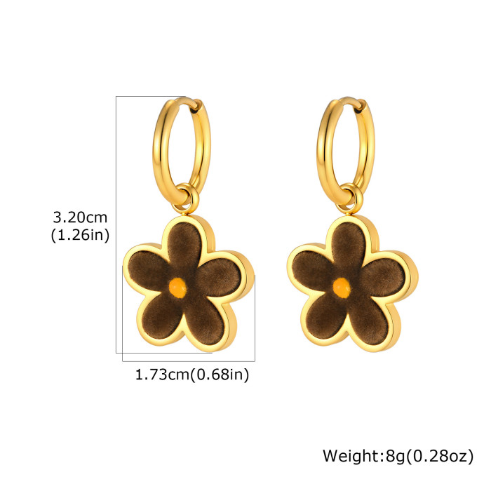 Wholesale Stainless Steel Brown Velvet Flower Jewelry
