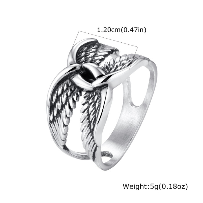 Wholesale Stainless Steel Wing and Black Onyx Spider Rings