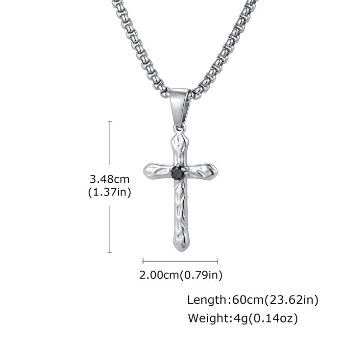 Wholesale Stainless Steel Black CZ Textured Cross Pendants