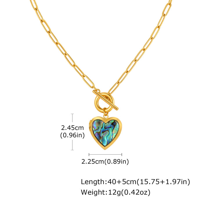Wholesale Stainless Steel Abalone Shell Heart Locket Necklace