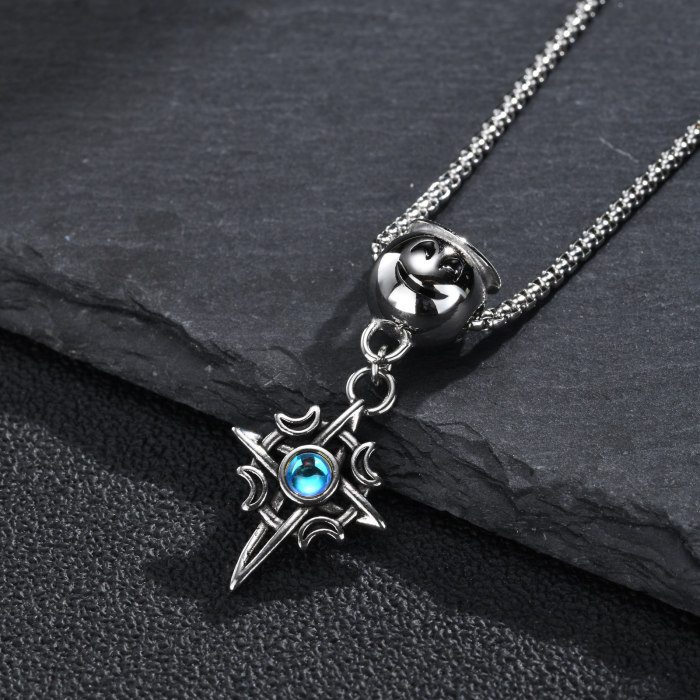 Wholesale Stainless Steel Smiley Face Synthetic Opal Cross Necklace