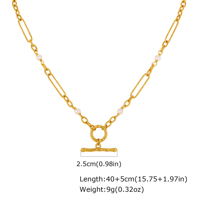 Wholesale Stainless Steel Pearl Toggle Style Necklace