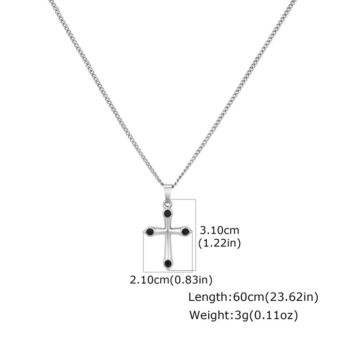 Wholesale Stainless Steel Four-Stone CZ Cross Pendants