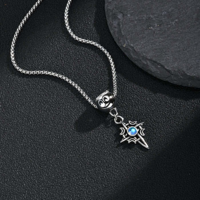 Wholesale Stainless Steel Smiley Face Synthetic Opal Cross Necklace