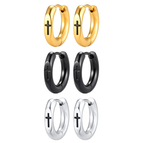 Wholesale Stainless Steel Cross Hoop Earrings