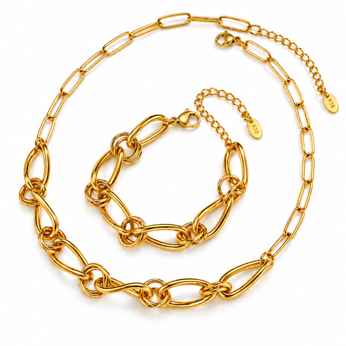 Wholesale Stainless Steel Oval Link Necklace and Bracelet