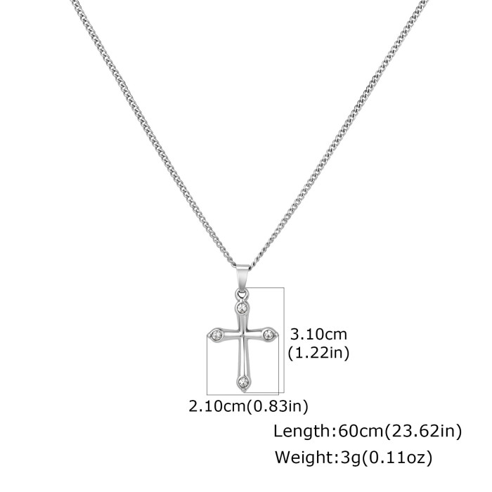 Wholesale Stainless Steel Four-Stone CZ Cross Pendants