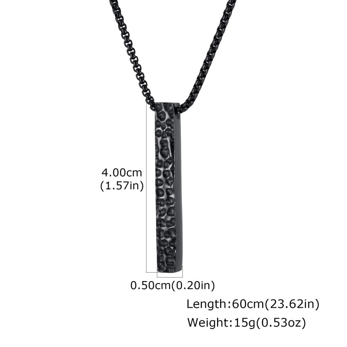 Wholesale Stainless Steel Textured Bar Pendant Necklace