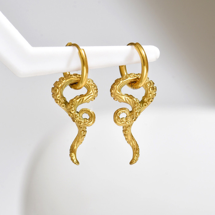Wholesale Stainless Steel Octopus Beard Earrings