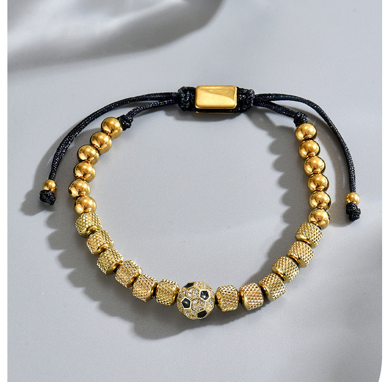 Wholesale Stainless Steel Soccer Bead Adjustable Bracelet