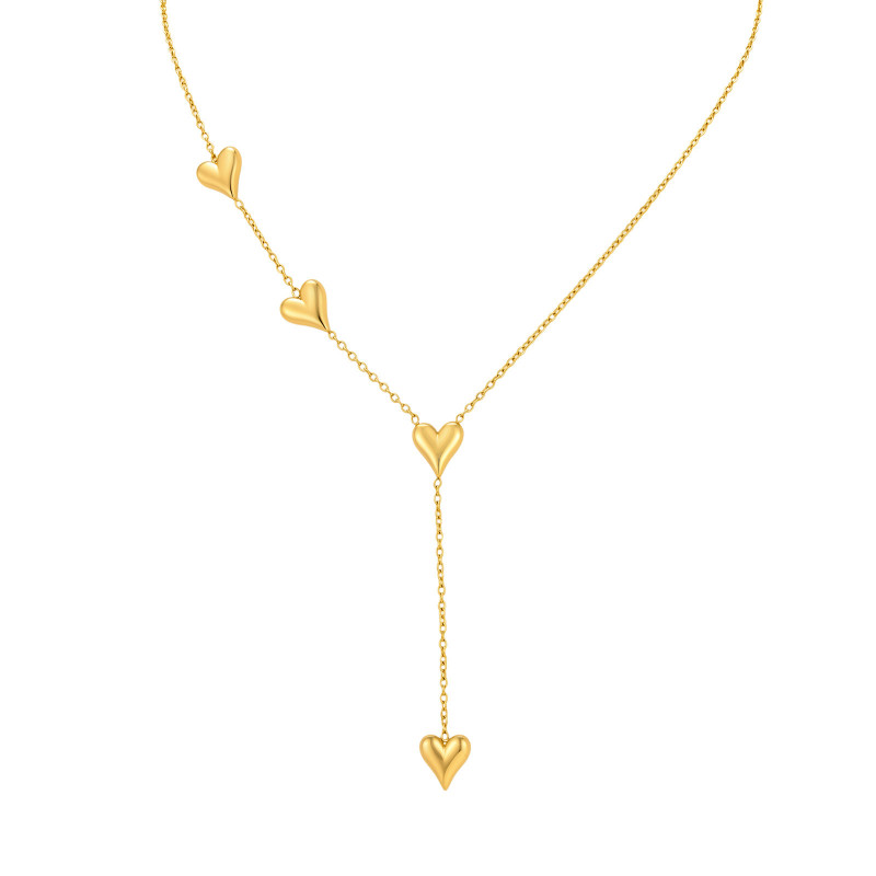 Wholesale Stainless Steel Multi-Heart Y Necklace