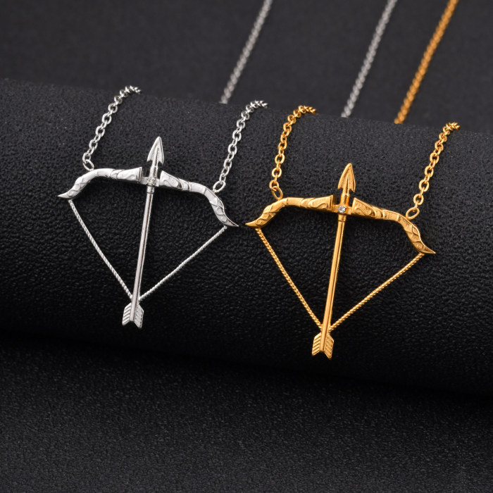 Wholesale Stainless Steel Bow and Arrow Necklace