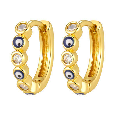 Wholesale Brass Eye Hoop Earrings with CZ