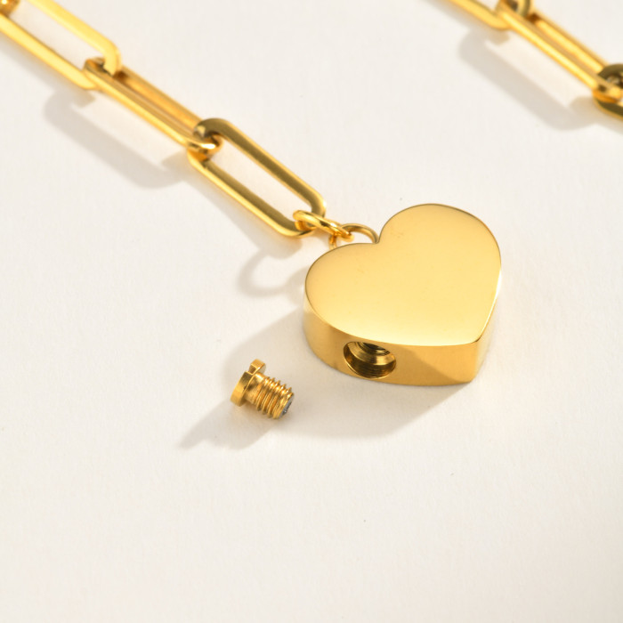 Wholesale Stainless Steel Heart Urn Necklace with PVD Gold Plating