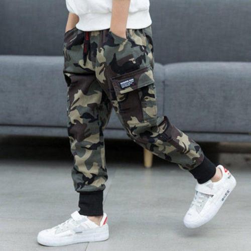 Children Boys Cotton Sport Pants Casual Camouflage Printed Cargo Pants