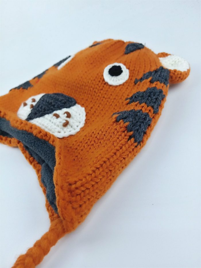 Tiger Cartoon Hand Made Knitted Crochet Hat for Baby Children