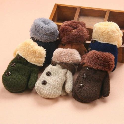 Winter Baby Knitted Gloves Warm Rope Full Finger Mittens Hanging Neck Gloves