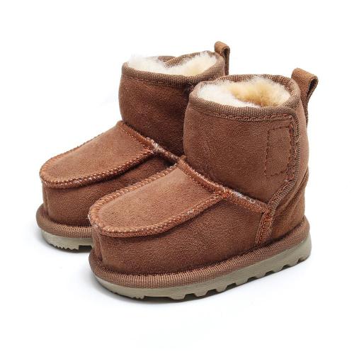 Geanuine Leather Baby Snow Boots for boys Kids Sheepskin Real Fur Shoes