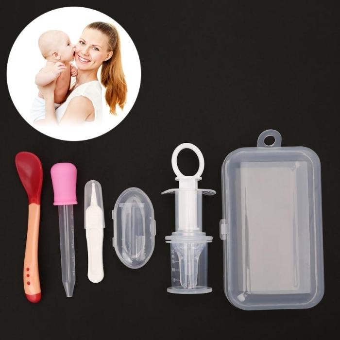 5pcs Newborn Baby Kids Medicine Dispenser Dropper Toothbrush Health Care Kit