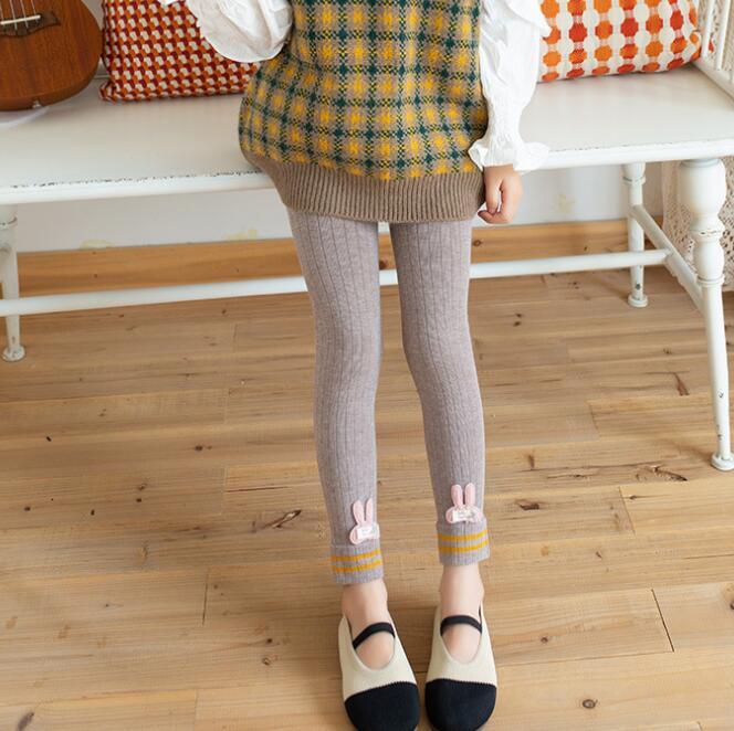 Girl Leggings Knitted Pants Autumn Winter High Waist Trousers for Kids