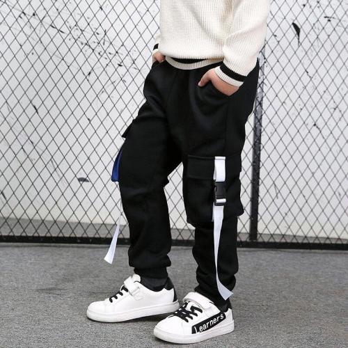 Boys Casual Sweatpants Teenage Multi-Pocket Fashion Long Pants