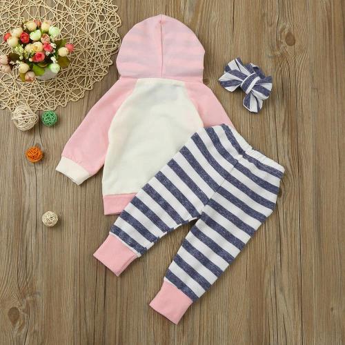 Newborn Baby Sets Baby Boys Long Sleeve Stripe Hooded Tops and Pants Outfits Sets