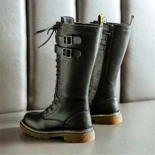 Girls British Style High Knight Boots Children Genuine Leather Snow Boots