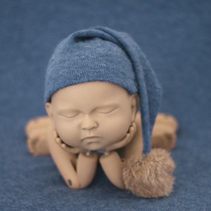 Newborn Photography Props Knit Fur Ball Hat Beanie Baby Cap