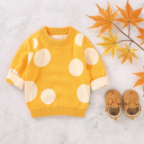Toddler Baby Boys Polka Dot Pullover Knit Cute Long Sleeve Sweaters