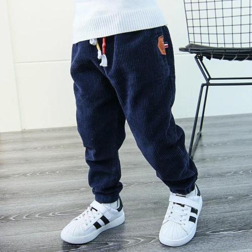 Children Winter Fashion Corduroy Pants Boys Thicken Solid Trousers
