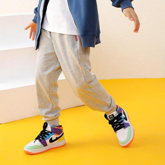 Kids Boys Pants Sports Striped Cotton Joggers Casual Track Pants Trousers