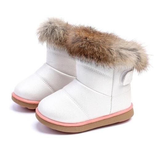 Baby Kids Winter Plush Rabbit Fur Boots Girls Warm Plush Snow Boots