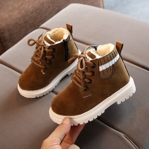 Toddler Infant Kids Baby Boys Warm Boots Lace Up Shoes Short Ankle Booties