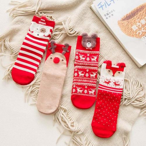 Girls Socks Casual Winter Christmas Socks Animal Cartoon Pattern Sock