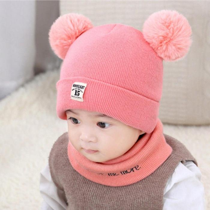 Children Hats Cap Warm Wool Hooded Hat Baby Scarves Toddler Caps