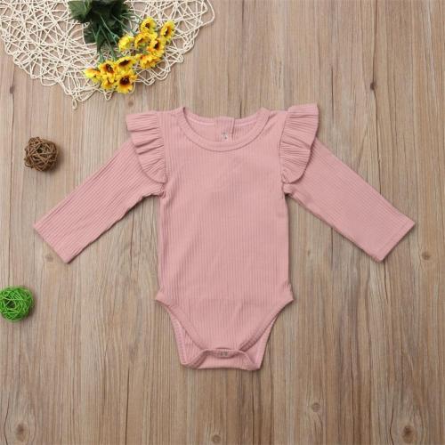 Newborn Infant Baby Girls Causal Bodysuits Ruffles Long Sleeve Jumpsuits Outfit
