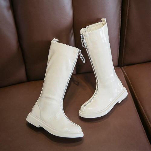 Girls Long Boots Little Girl High Boots Patent Leather Knight Boots
