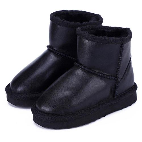 Boys Waterproof Genuine Leather Fur Winter Warm Children Classic Snow Boots