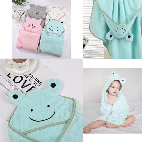 Baby Bath Towel Super Absorbent Poncho Newborn Cute Cartoon Embroidered Hooded Towel