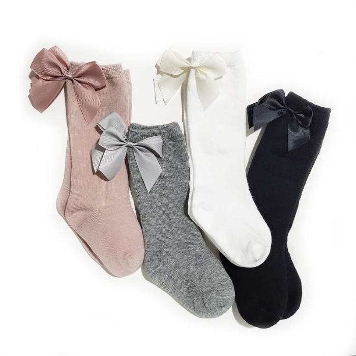 Baby Socks Knee High Cotton Spanish Style Big Bow Floor Socks