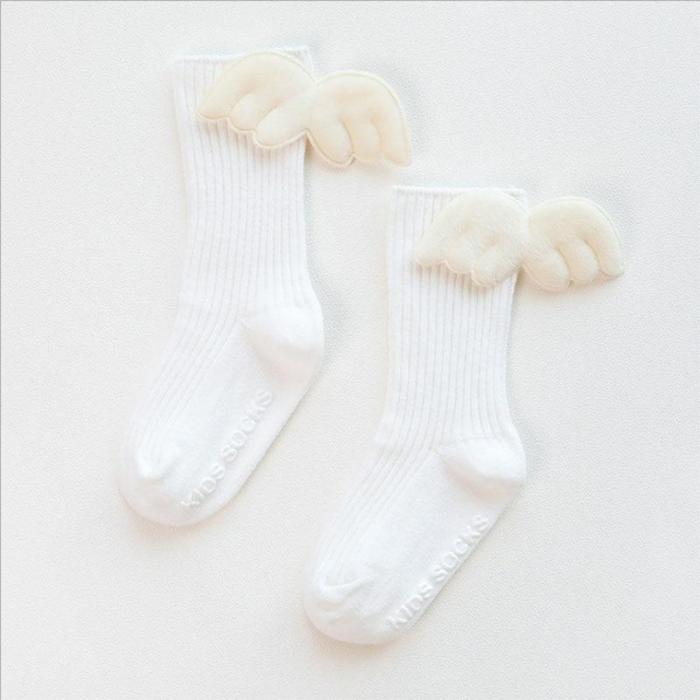 Baby Girls Knee High Socks Angelwing Cotton Solid Socks
