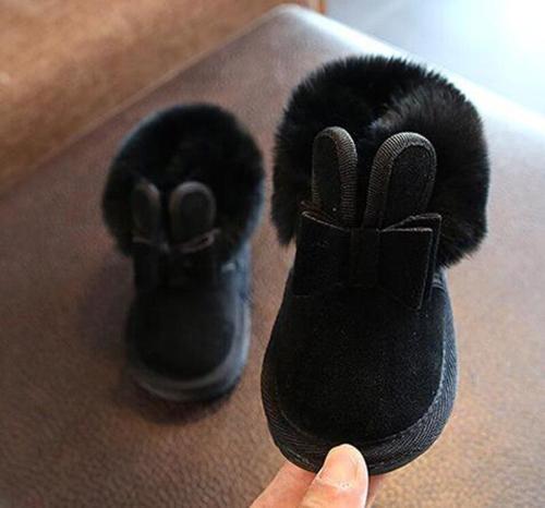 Girls Bunny Bow Ankle Boot Warm Fur Animal Boots