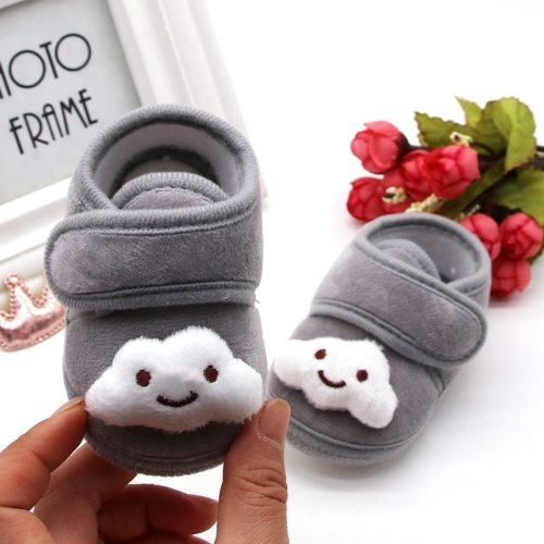 Winter baby toddler shoes newborn baby plush love stars clouds soft sole warm cotton shoes