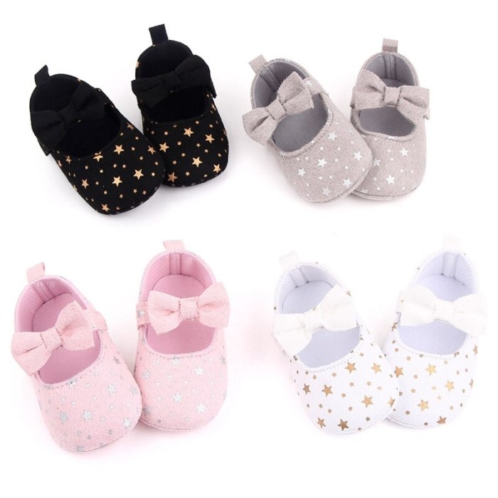 Infant Girl Shoes Star Newborn Baby Prewalker Soft Bottom Anti-slip Bow Princess Crib shoes