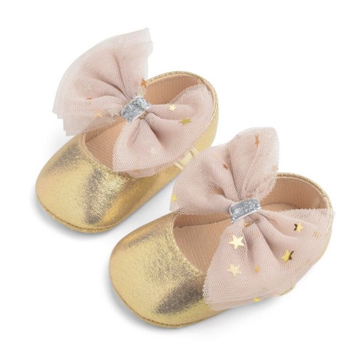 Newborn Baby Girl Bling PU Leather Shoes Kid Moccasins First Walkers Crown Bow Soft Soled Non-slip Footwear